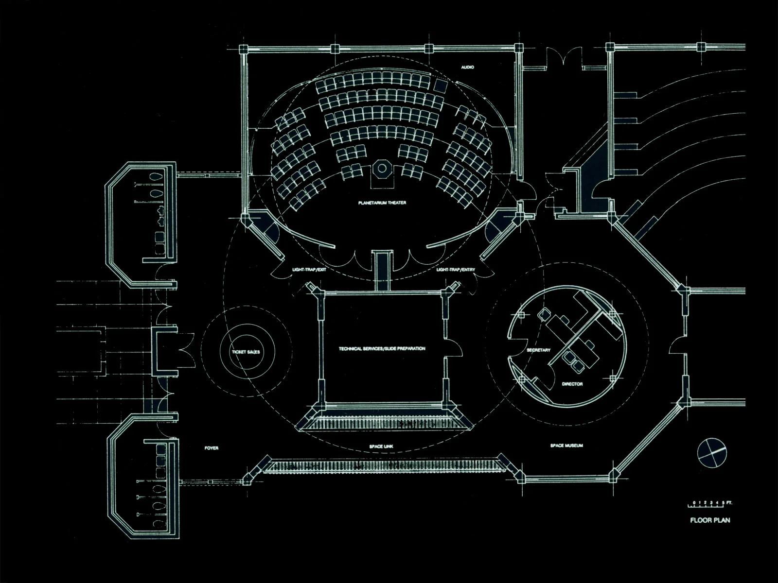 The college course catalogue which featured the planetarium and design on its cover shows the projector in use.  Much research of other Planetariums went into the design and selection of equipment.