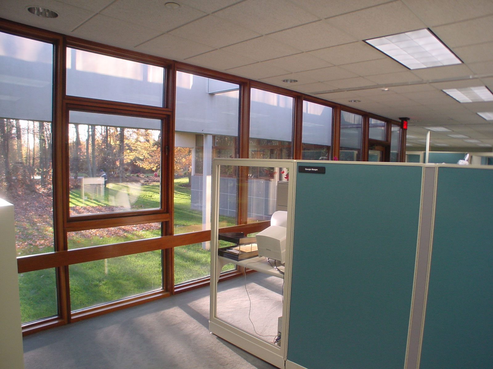 Operable windows bring in fresh air to the office area and exterior shading devices allow Daylight to brighten the interior without glare.