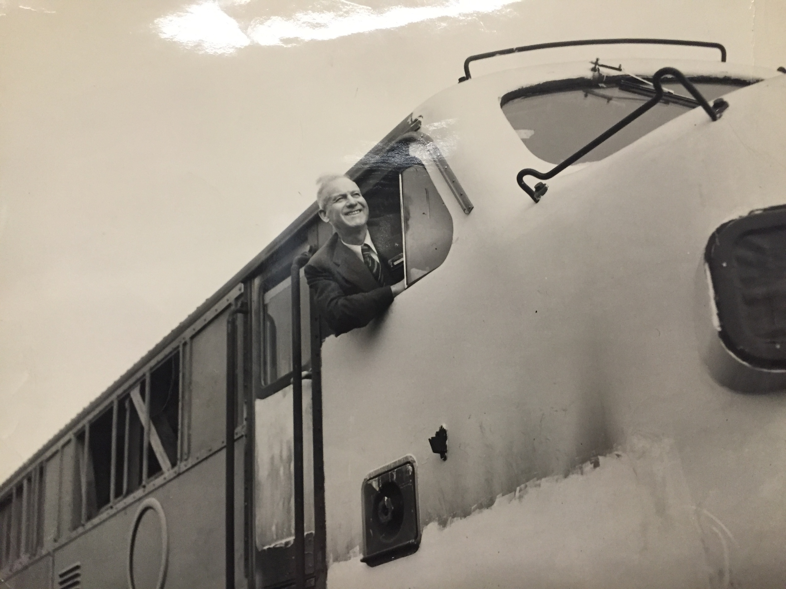 Billy Jones aboard a train.