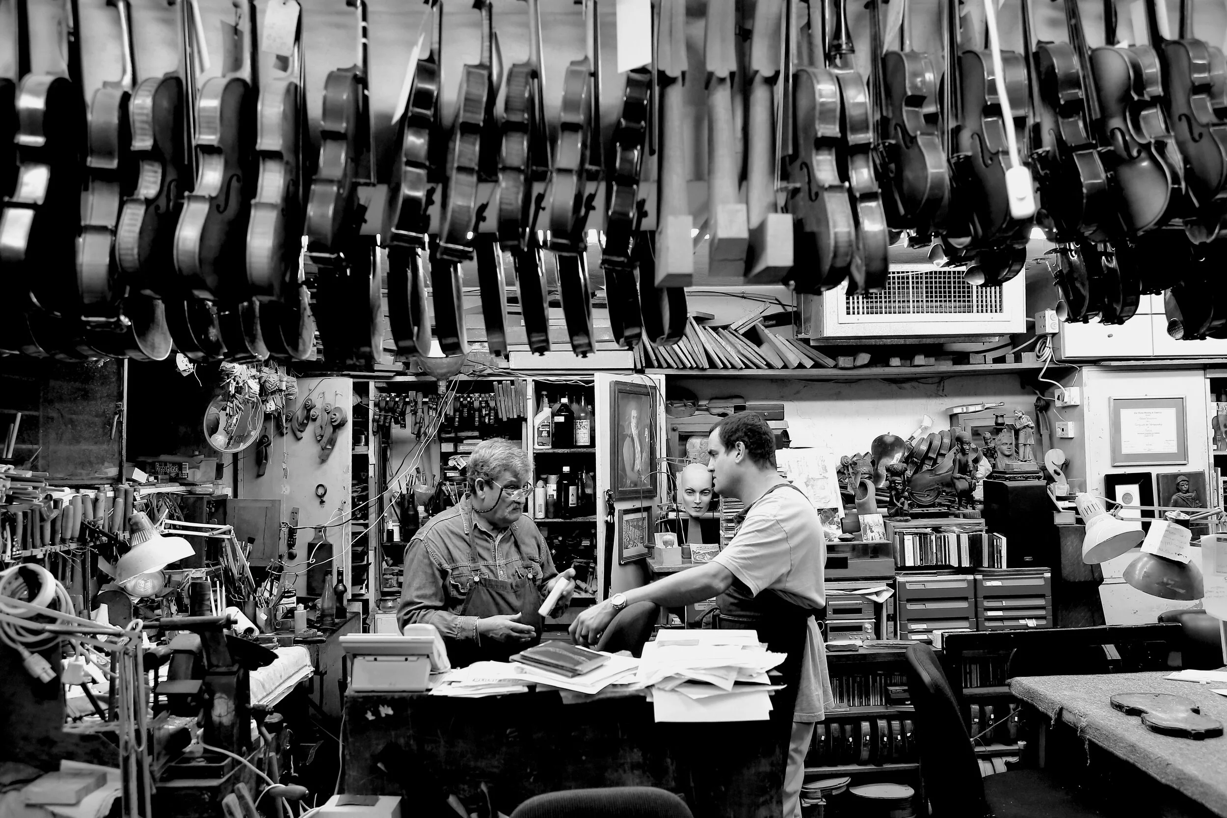 Amnon and Avshalom Weinstein in their workshop