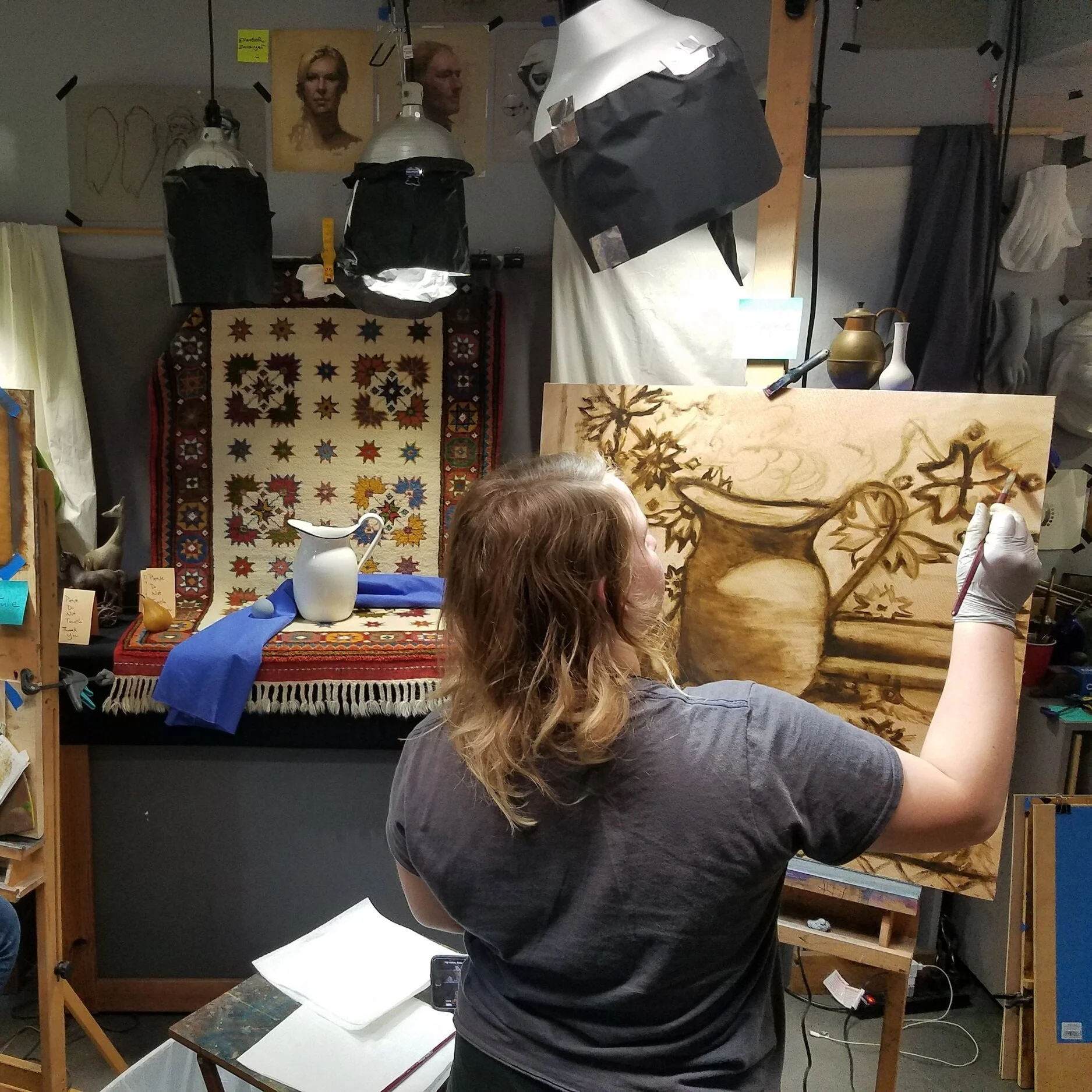 A woman drawing in a still life workshop (Copy) (Copy)