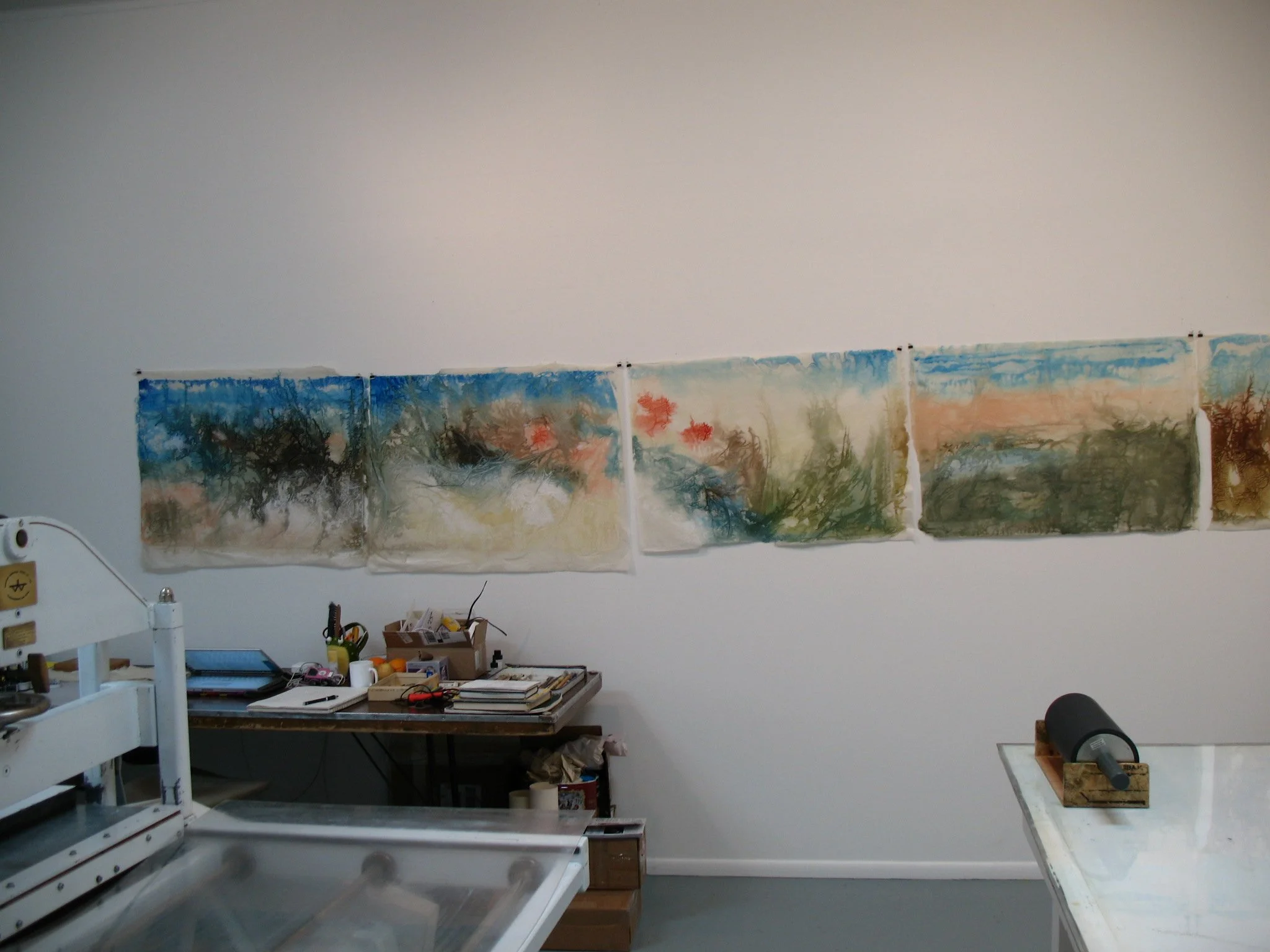 Images from Fanny’s Jentel Residency: Studio, Migration Cooridor WIP, 20210