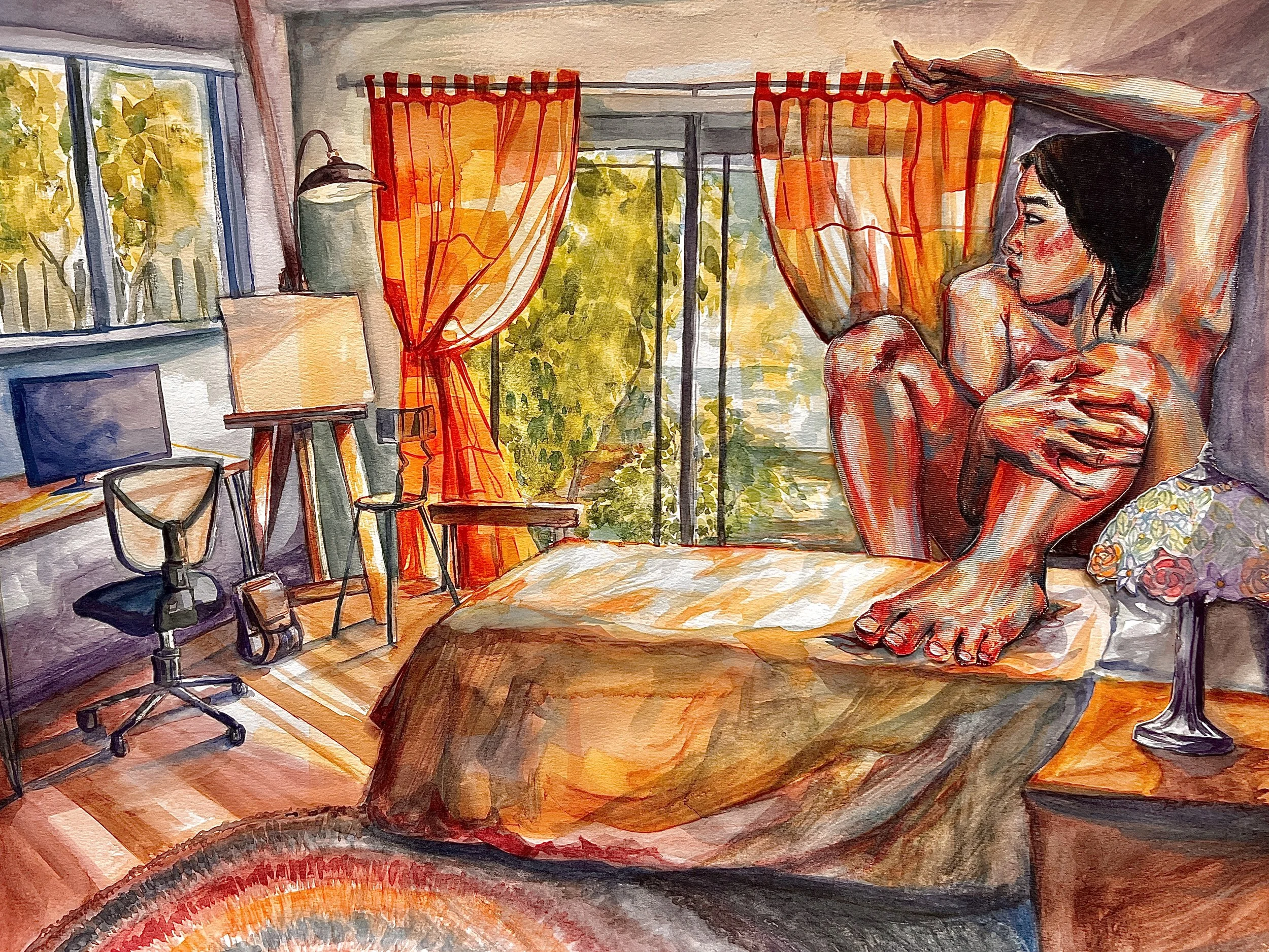  Olivia Moon,  Outgrown , Watercolor and acrylic on watercolor paper and canvas, Los Altos High School, Grade 11, Instructor: Christine An. 2024 Best in Show. 
