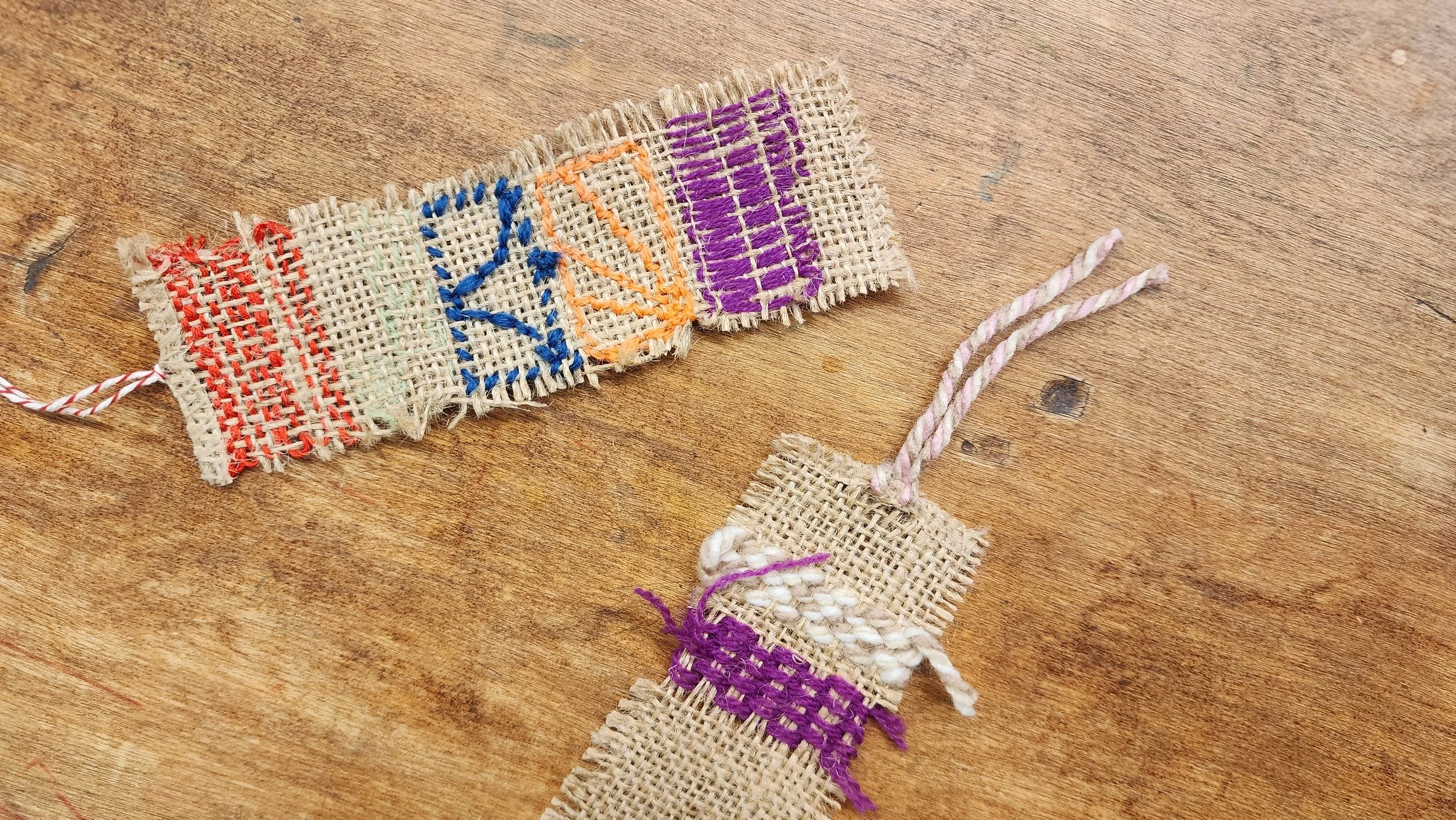 Monthly Craft: Woven Burlap Bookmarks