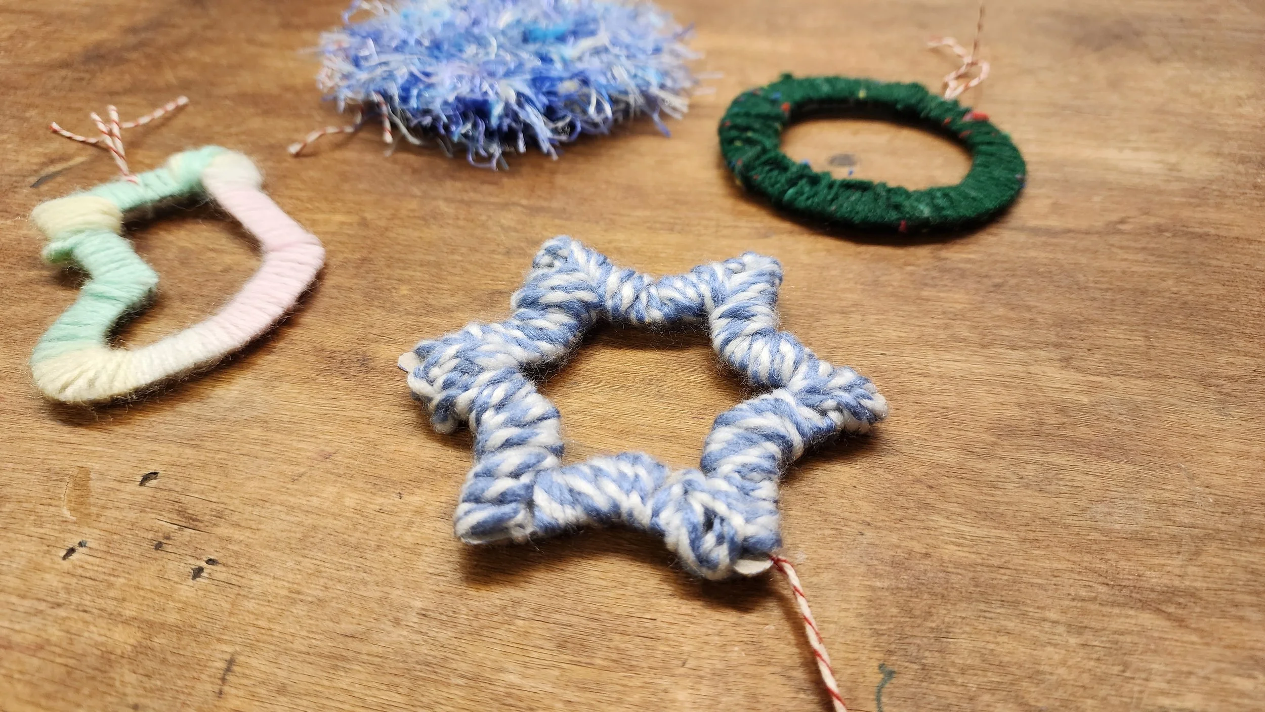 Monthly Craft: Yarn-Wrapped Ornaments and DIY Gift Tags