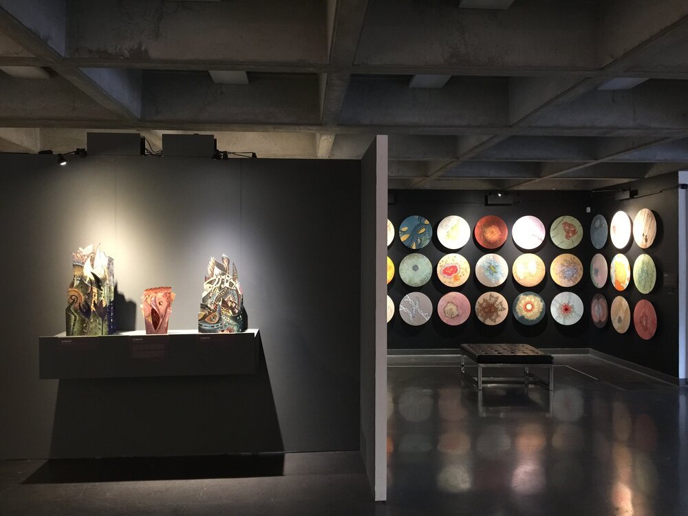 Display of different forms of threaded artwork
