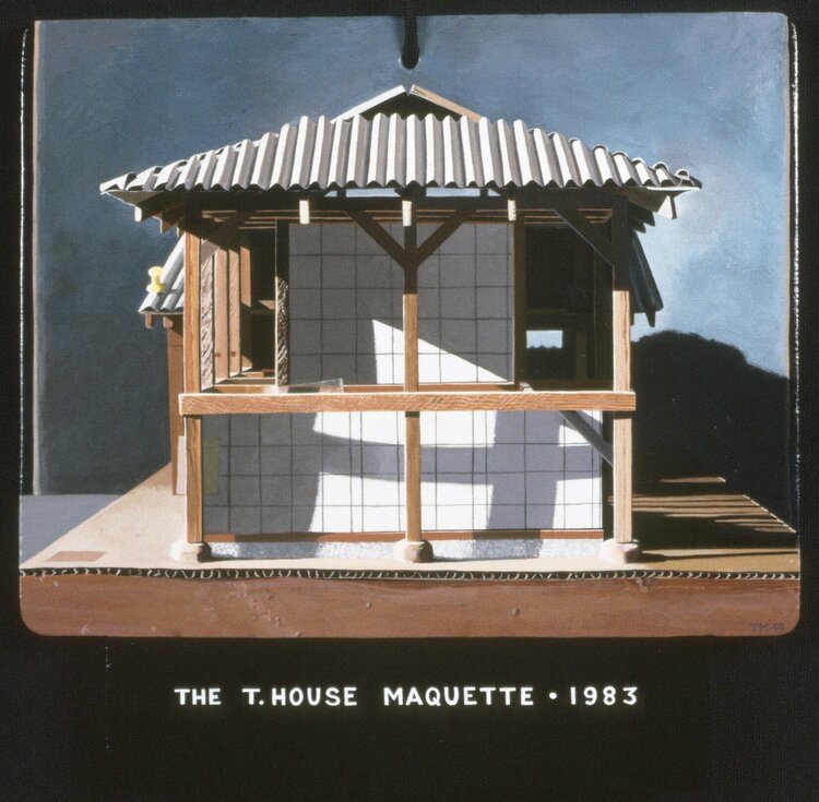 The T. House Maquette - 1983. Tony May's T. House Diorama Logo for Link to Virtual Tour
