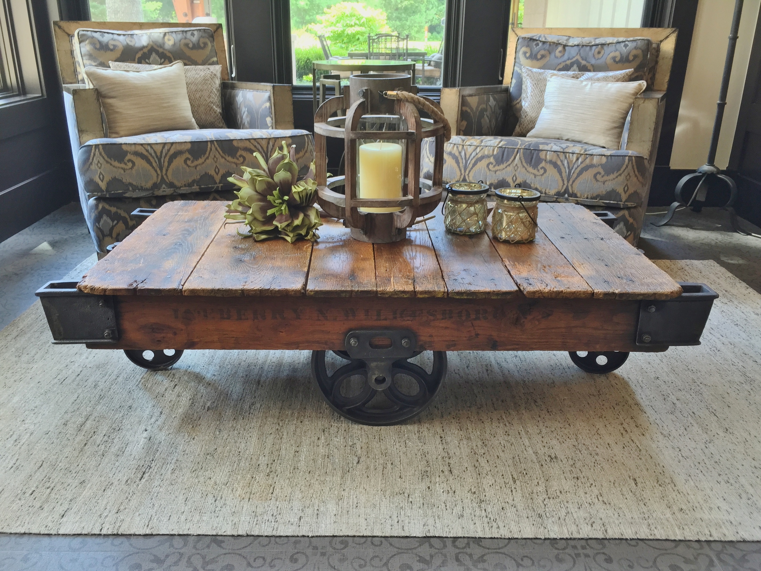 Reclaimed Factory Carts HÓm By Benchmark - Railway Cart Coffee Tables Reclaimed Factory Carts HÓm By Benchmark - Railway Cart Coffee Tables