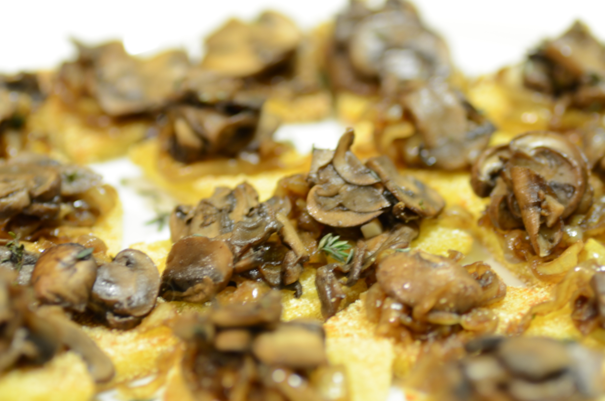 Mushroom, Caramelized Onion on Polenta Crisp