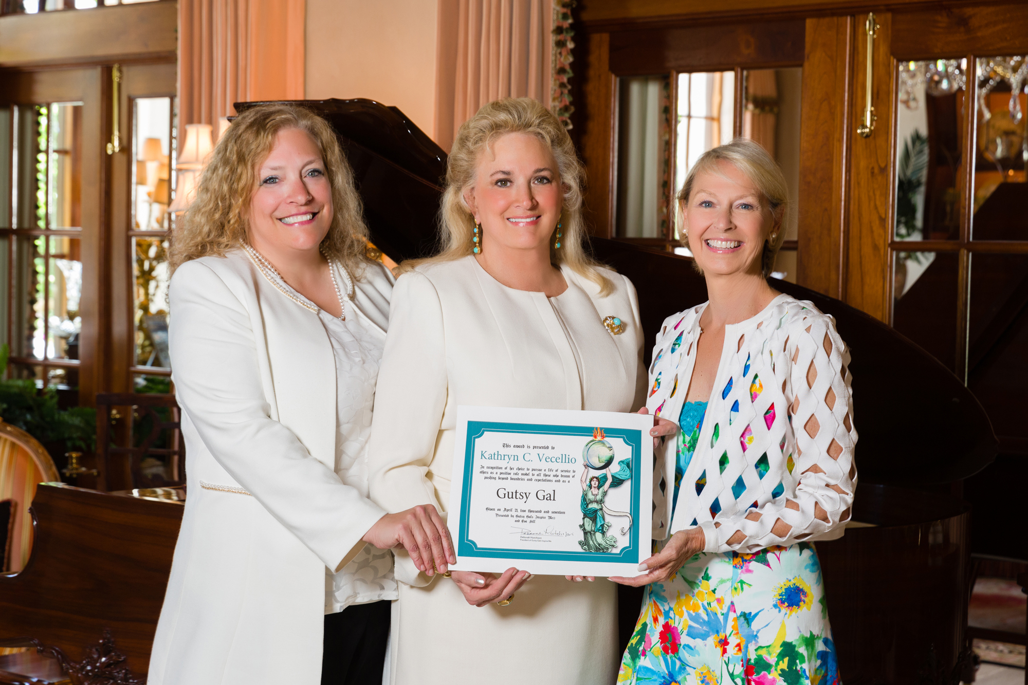 Past Award Honoree, Eva Hill, 2017 Charity Award Winner, Kathryn Vecellio and Gutsy Gal Award Founder, Deborah Hutchison