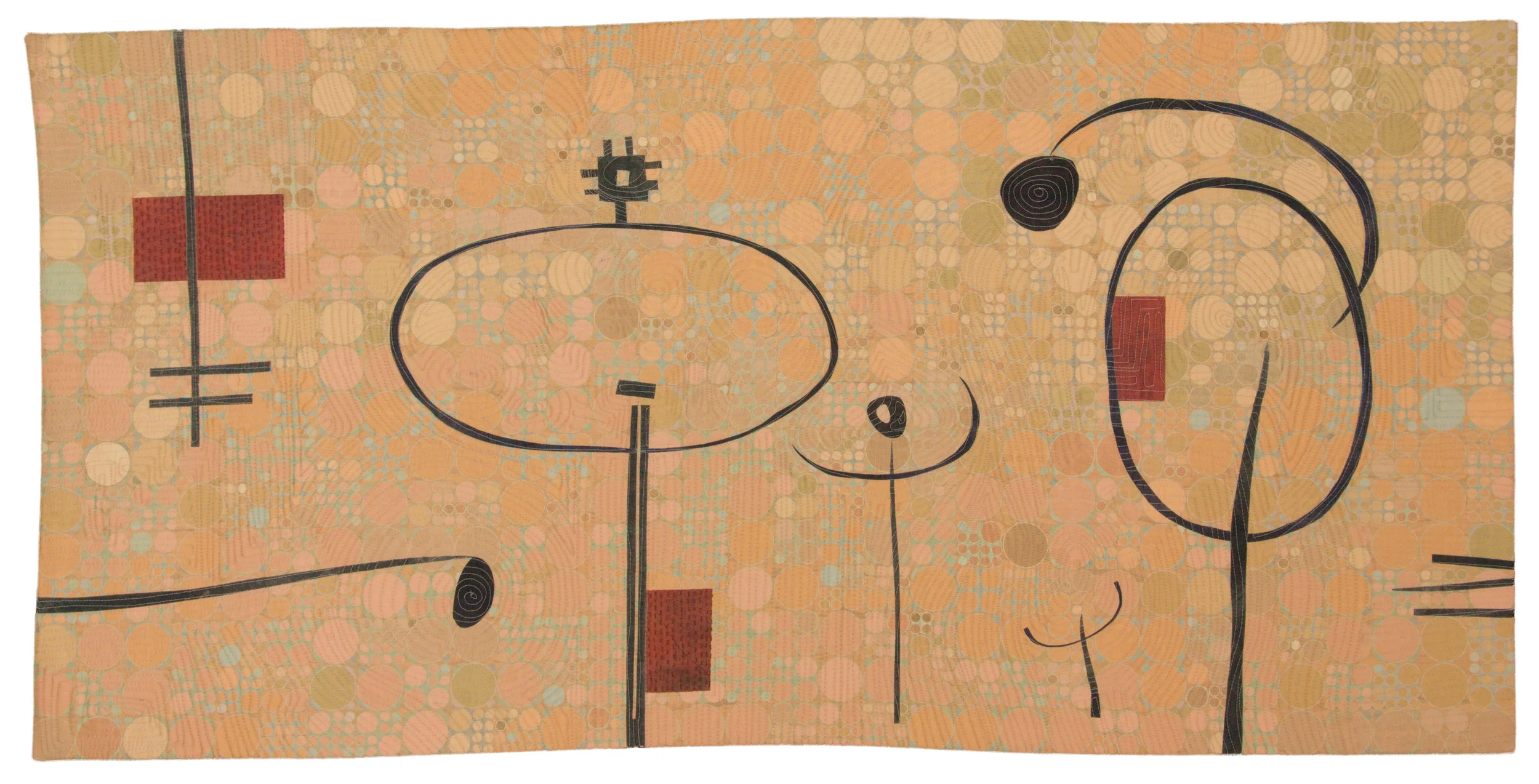 A composition created using the "Digital design using hand cut elements" method "Nuclear Family", Russ Little, 2015 (digitally printed cloth, quilting)