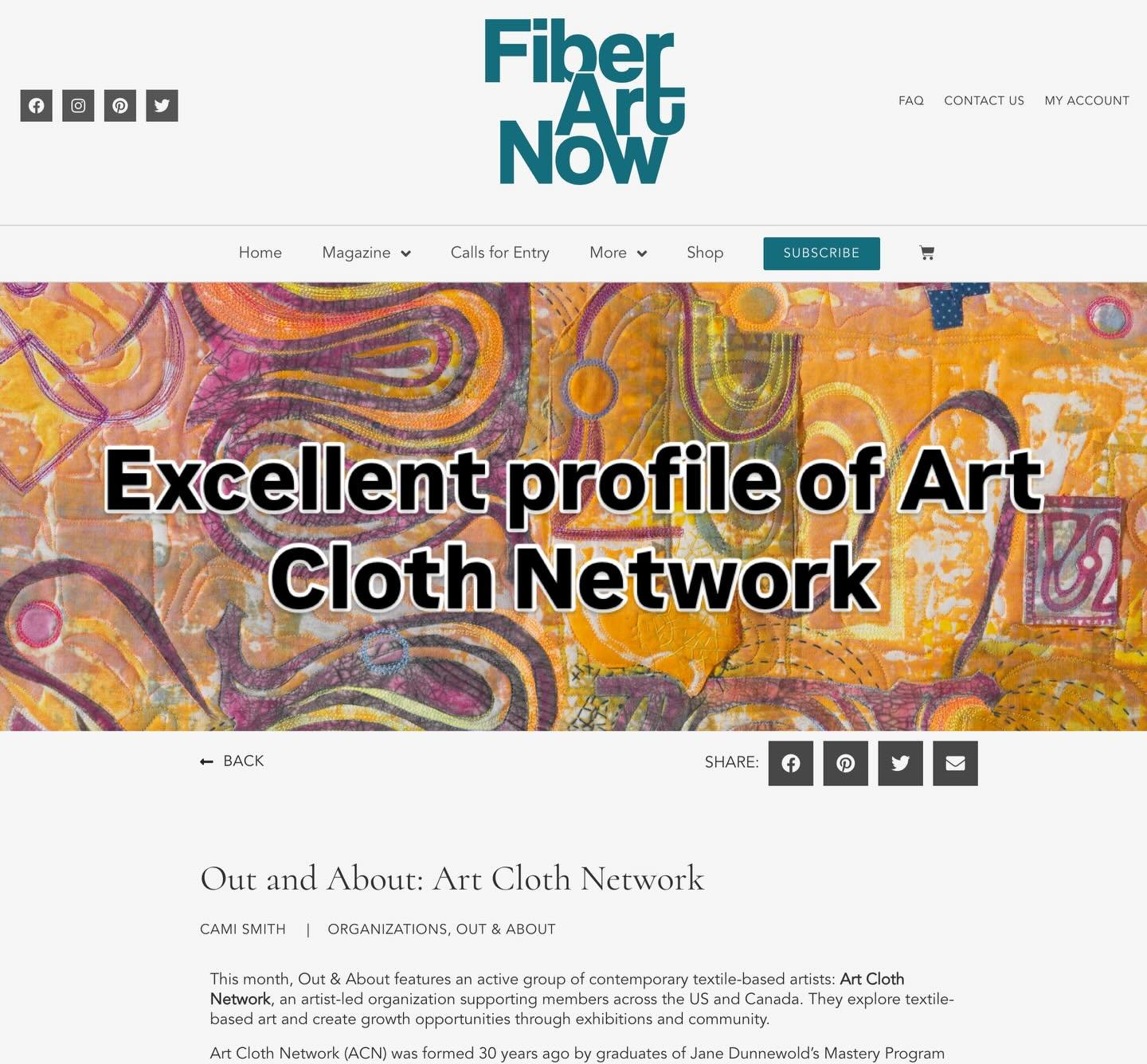 Fiber Arts Now just posted a very nice short profile of @artclothnetwork! https://www.fiberartnow.net/blog/out-and-about-art-cloth-network #studio