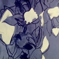 Discharge and pigment print on silk