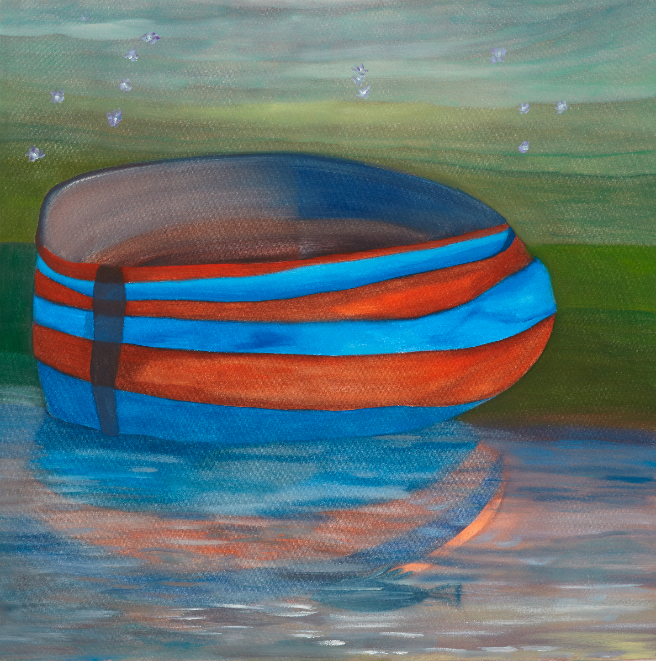 Solitary Boat in Red and Blue