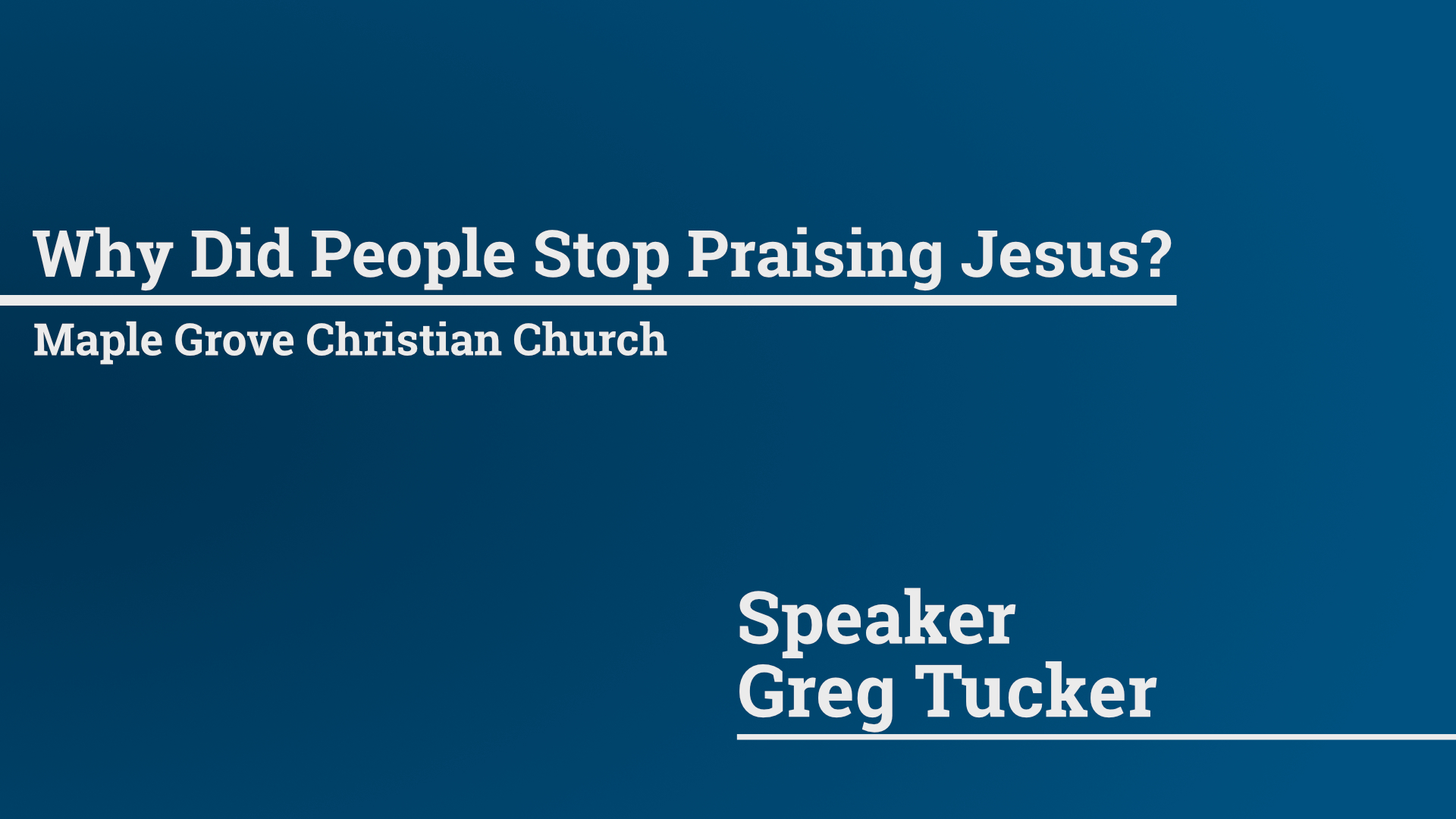 Why Did People Stop Praising Jesus? • March 29, 2015