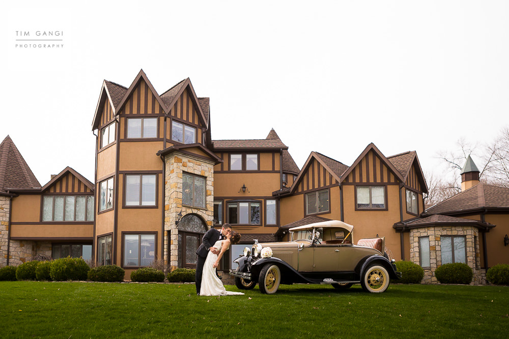 This antique car was the perfect prop for this epic Bride + Groom portrait!
