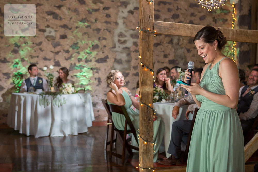  Kelsey matron of honor shared some cheerful moments during her speech. 