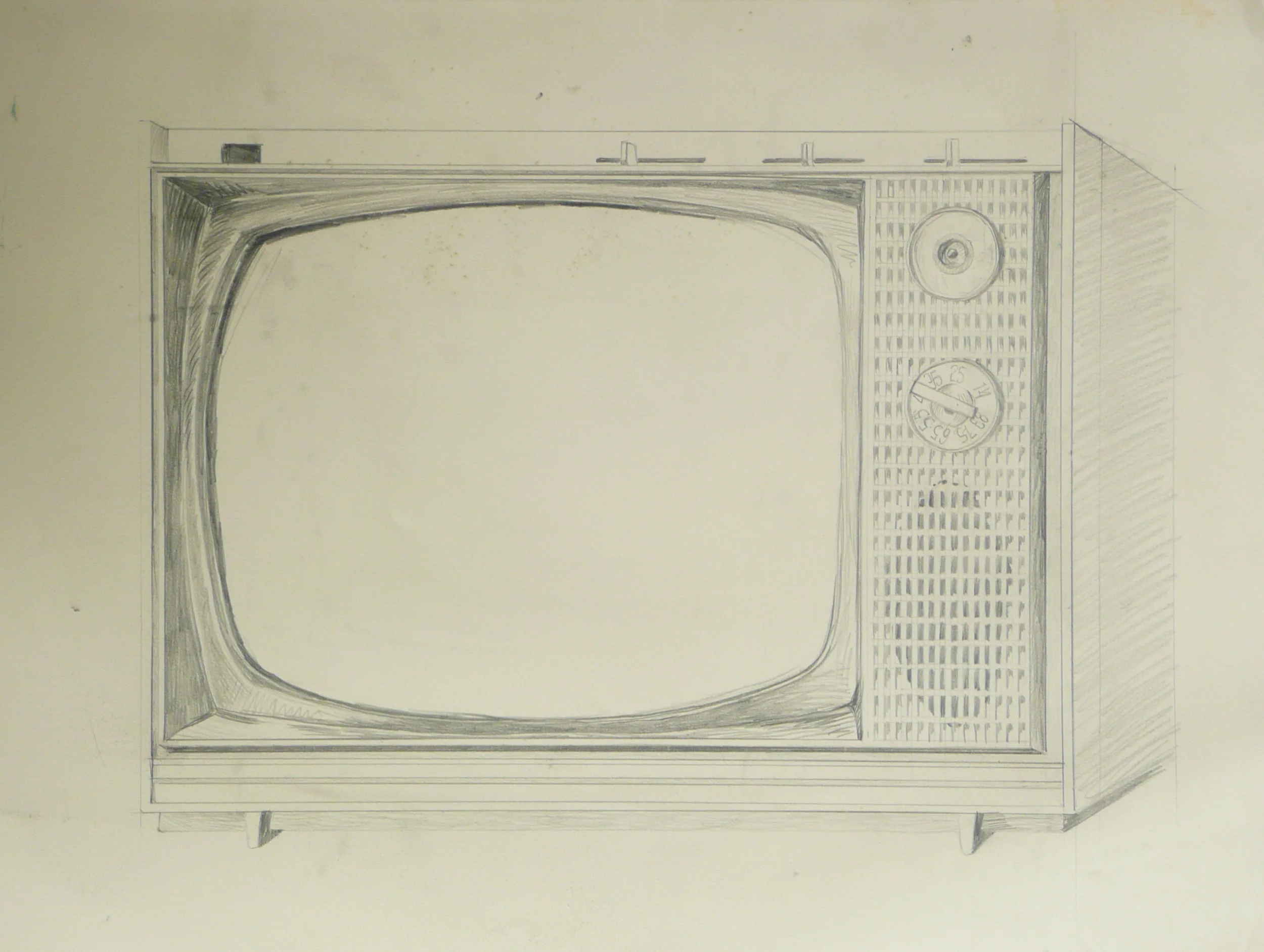 Television , 31 x 22, 1984, pencil drawing.