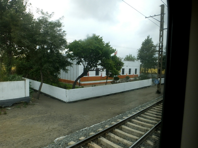 Buildings seen from train