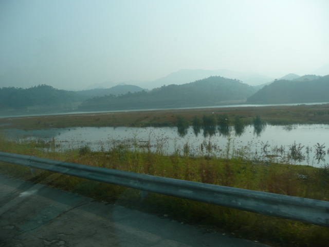 Sky, mountain, trees, water land