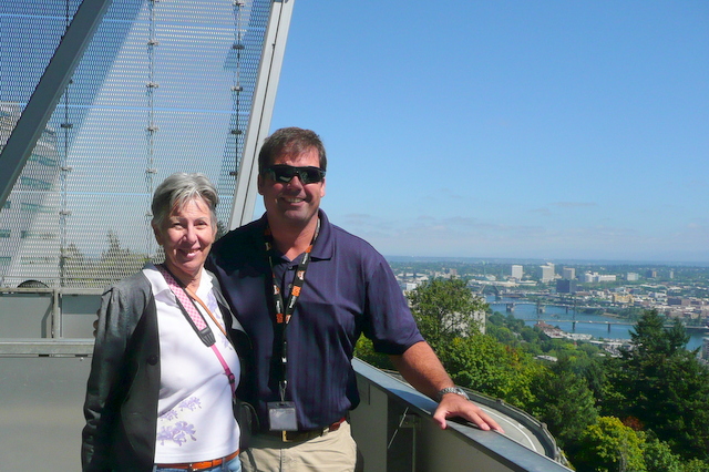 Check out the view from the top. That's me on the left with Ray.
