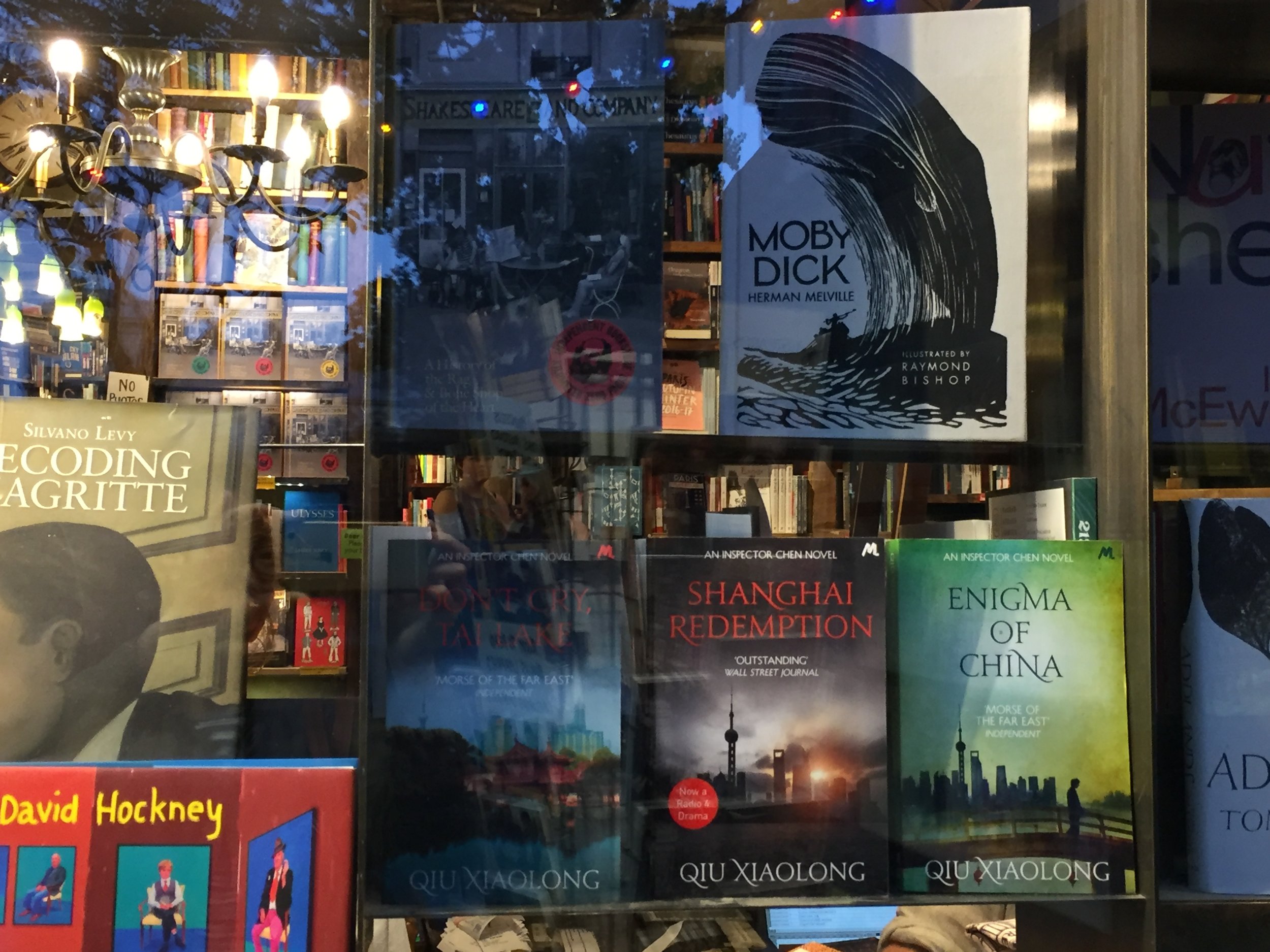 Qiu Xiaolong's books at Shakespeare and Company