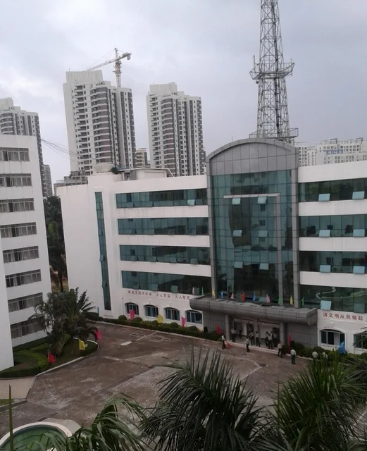 Sha Li says, “In real life, I stayed at this hotel owned by the PLA (Peoples Liberation Army) when I was attending the CAFIC Conference in Hainan . The top two floors, 5th and 6th, are reserved for government and military officers and are the only floors with internet. Yet I shared a room on the sixth floor with a roommate Lanping LI from Shanghai, an Associate Professor from Shanghai Maritime University. “Adjacent to the hotel is the military HQ for Hainan, sharing a courtyard with the hotel but not accessible to civilians. In the morning I looked out the window to see colorful flags and soldiers in light green shirts and dark pants marching to musical accompaniment from loudspeakers. Towering above the HQ is a massive SIGINT array of microwave equipment.”