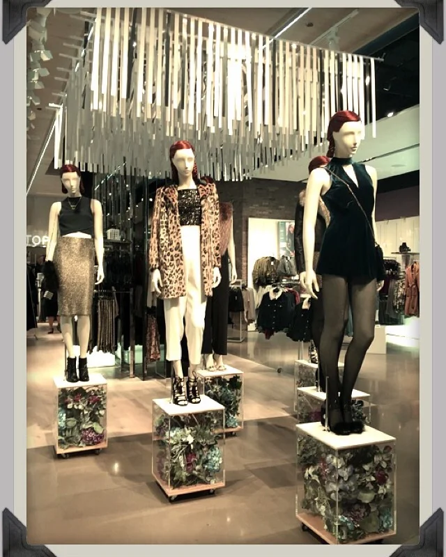 Current inspirational displays of fun "holiday party looks" at Topshop!