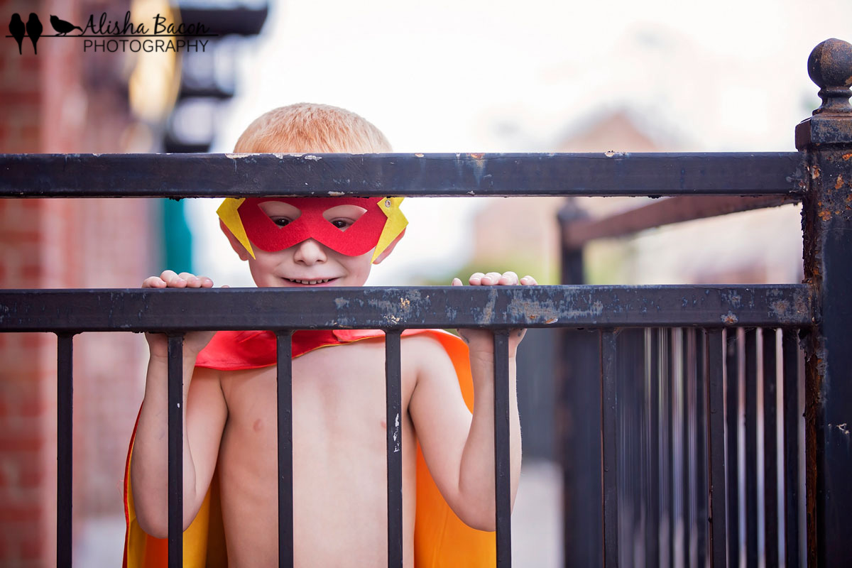Superhero peeking