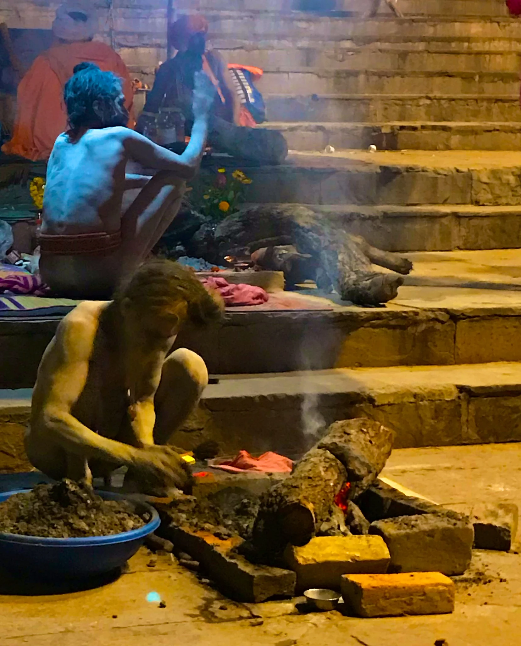 Sadhus in private ritual