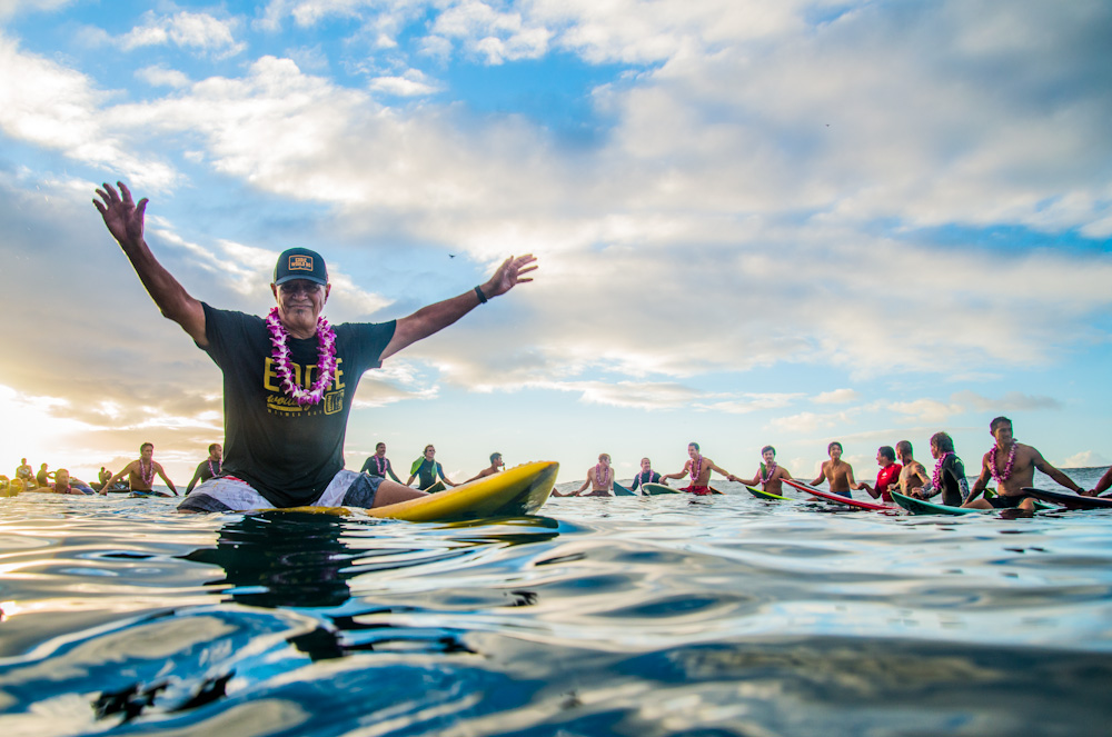 They all paddle out in the middle of the Bay and make a circle holding hands and thanking for the honor of being part of this.