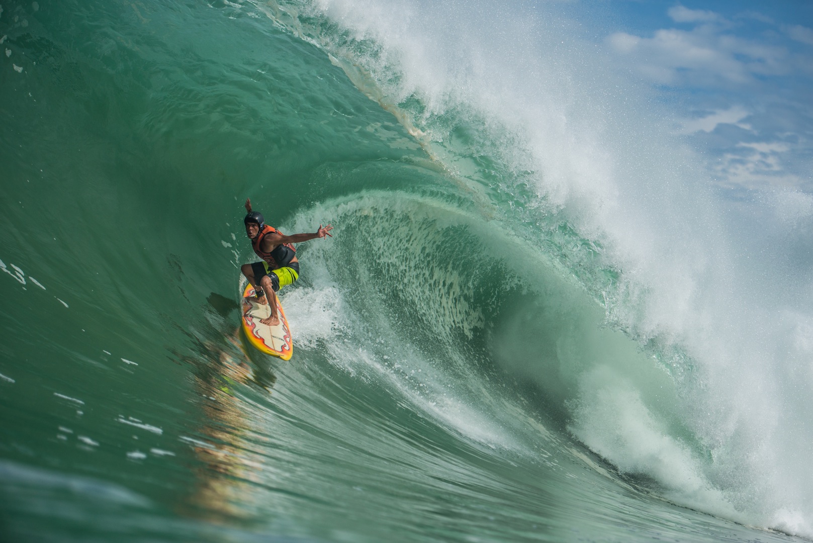 Surfer Marcelo Mota from Brasil charging on real Zicatela summer bomb.