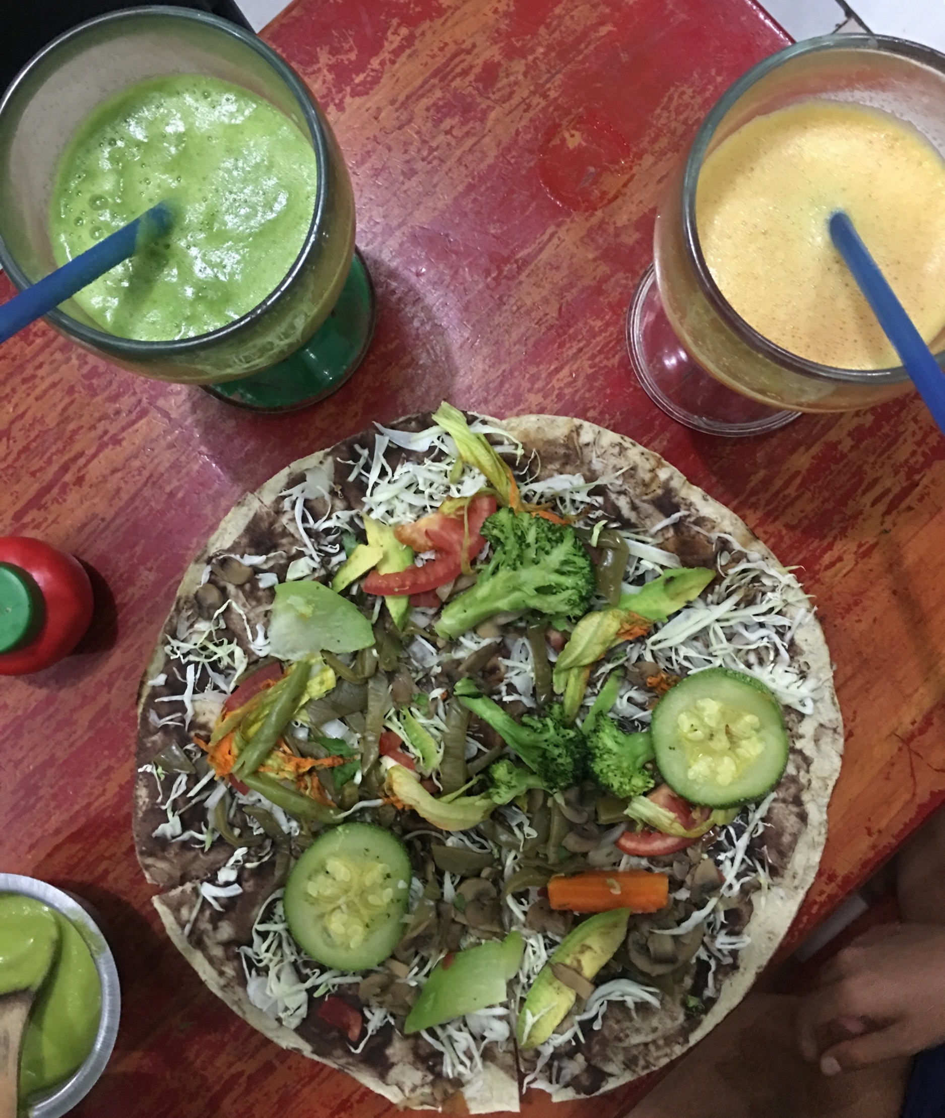 Vegetarian Tlayuda - a typical Oaxacan plate and Polly's favorite