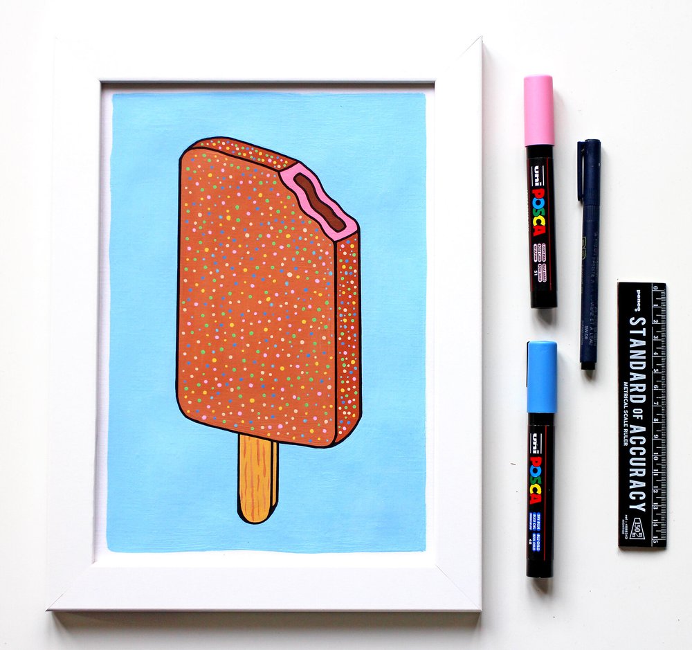 Nobbly Bobbly Ice Cream Ice Lolly Pop Art Painting Ian Viggars