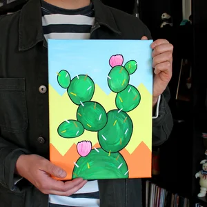 Cactus Number Three Bold Bright Pop Art Painting on Canvas  Ian Viggars