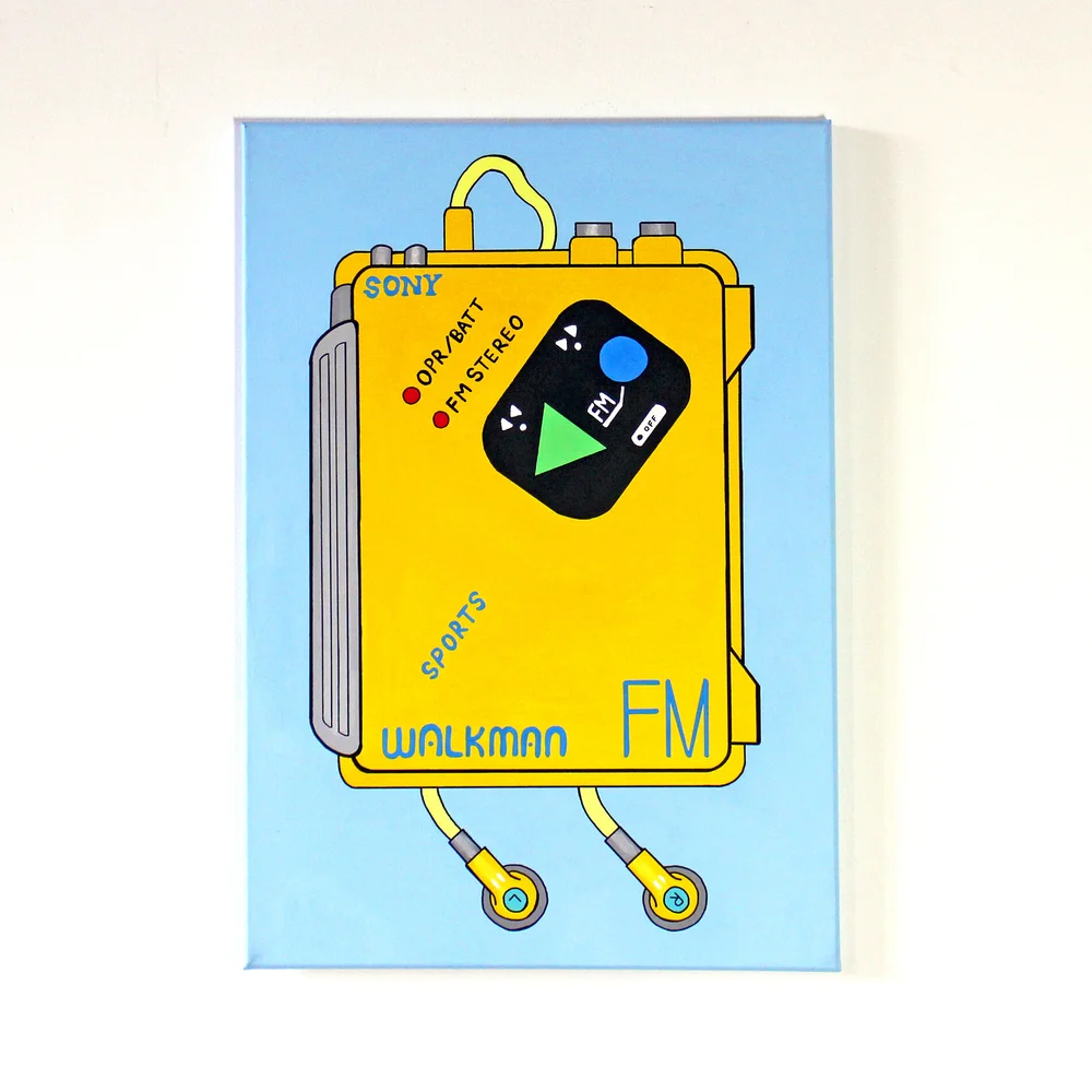 Yellow Sports Walkman WM-F5 Retro Pop Art Painting on A2 Canvas — Ian  Viggars