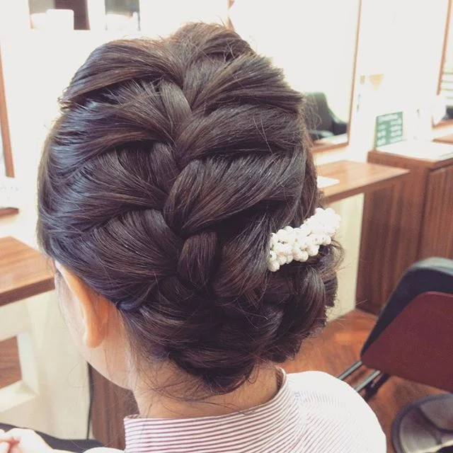#編み込み#ミディアムヘアアレンジ#着物ヘアアレンジ#Garden#wasabi