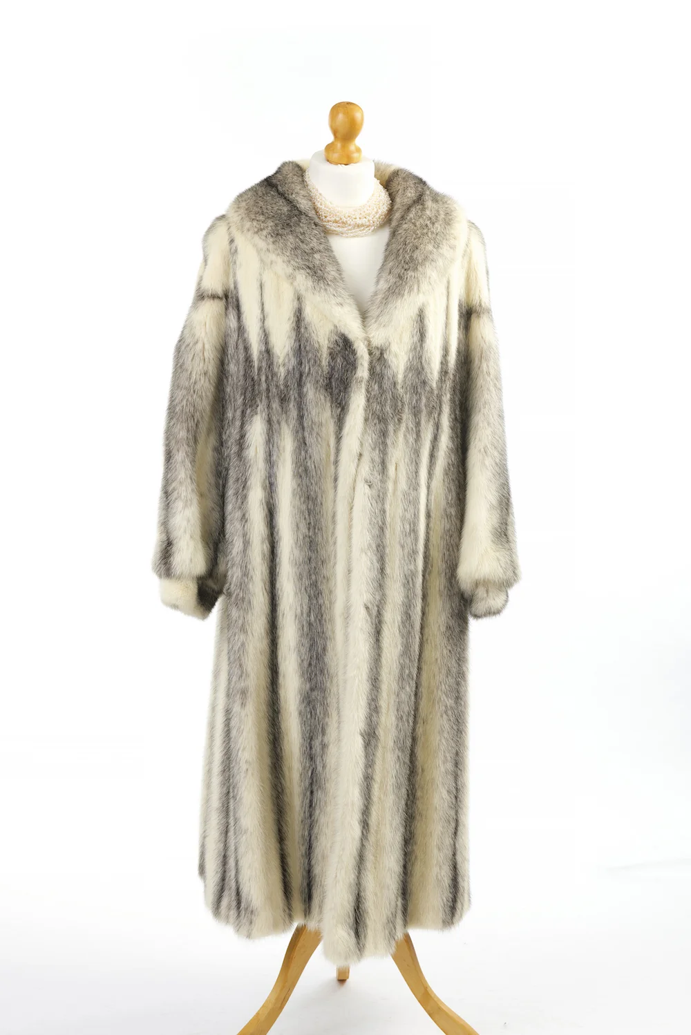 Striped Full Length Mink coat