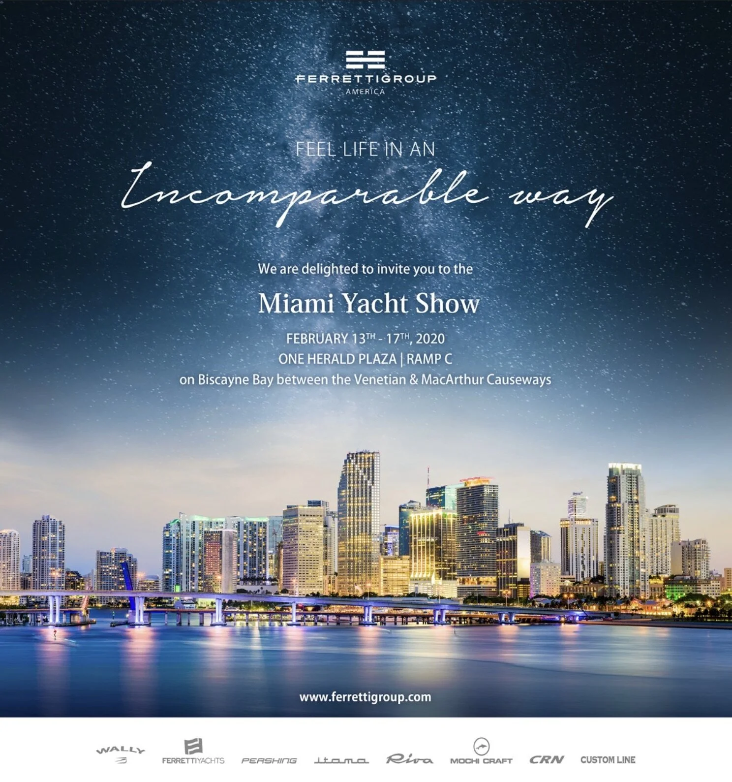 FERRETTI GROUP 2020 MIAMI YACHT SHOW: Riva - Pershing - Wally - Ferretti Yachts - Custom Line