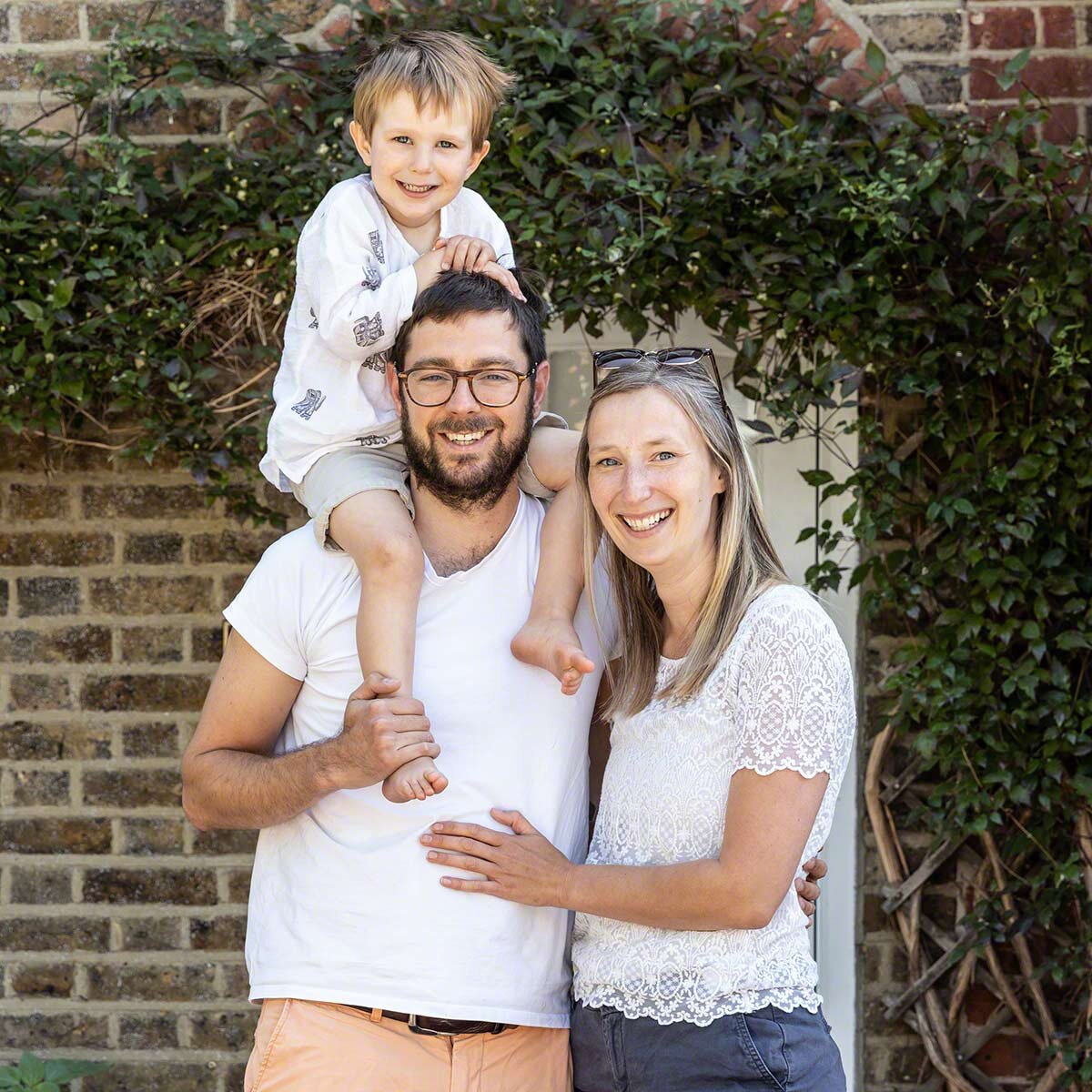  ‘Doorstep Smile4NHS 2020’ - photographs of local families during the Coronavirus lockdown, charity project raising money for the NHS Teddington Memorial Hospital.  © Copyright Rebekah Kennington. All Rights Reserved. 