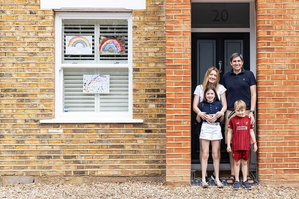  ‘Doorstep Smile4NHS 2020’ - photographs of local families during the Coronavirus lockdown, charity project raising money for the NHS Teddington Memorial Hospital.  © Copyright Rebekah Kennington. All Rights Reserved. 