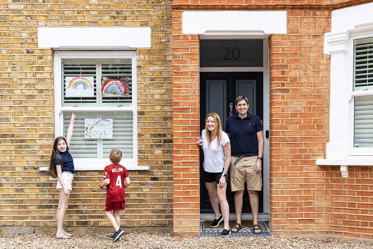  ‘Doorstep Smile4NHS 2020’ - photographs of local families during the Coronavirus lockdown, charity project raising money for the NHS Teddington Memorial Hospital.  © Copyright Rebekah Kennington. All Rights Reserved. 