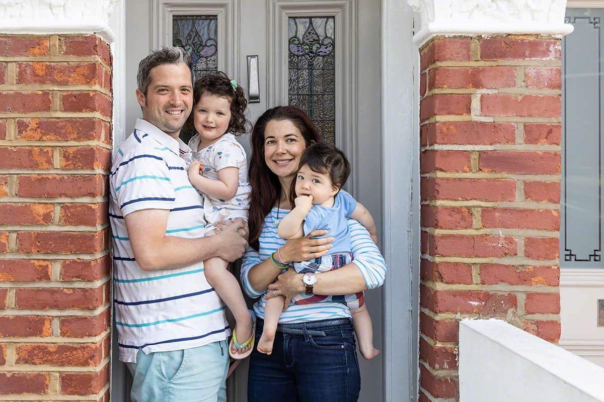  ‘Doorstep Smile4NHS 2020’ - photographs of local families during the Coronavirus lockdown, charity project raising money for the NHS Teddington Memorial Hospital.  © Copyright Rebekah Kennington. All Rights Reserved. 