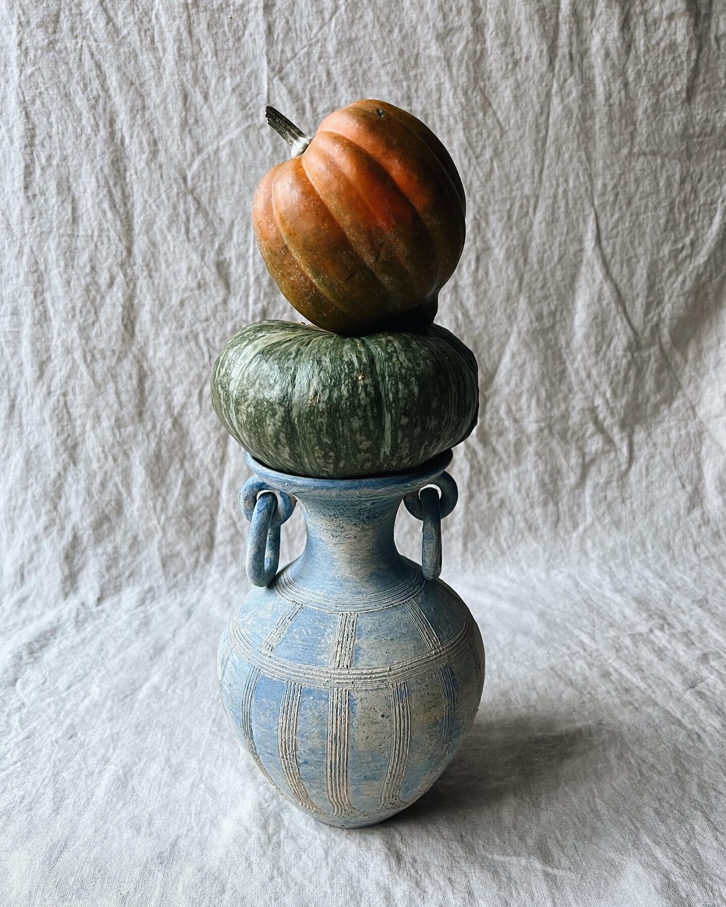 [sold] aged blue vase!