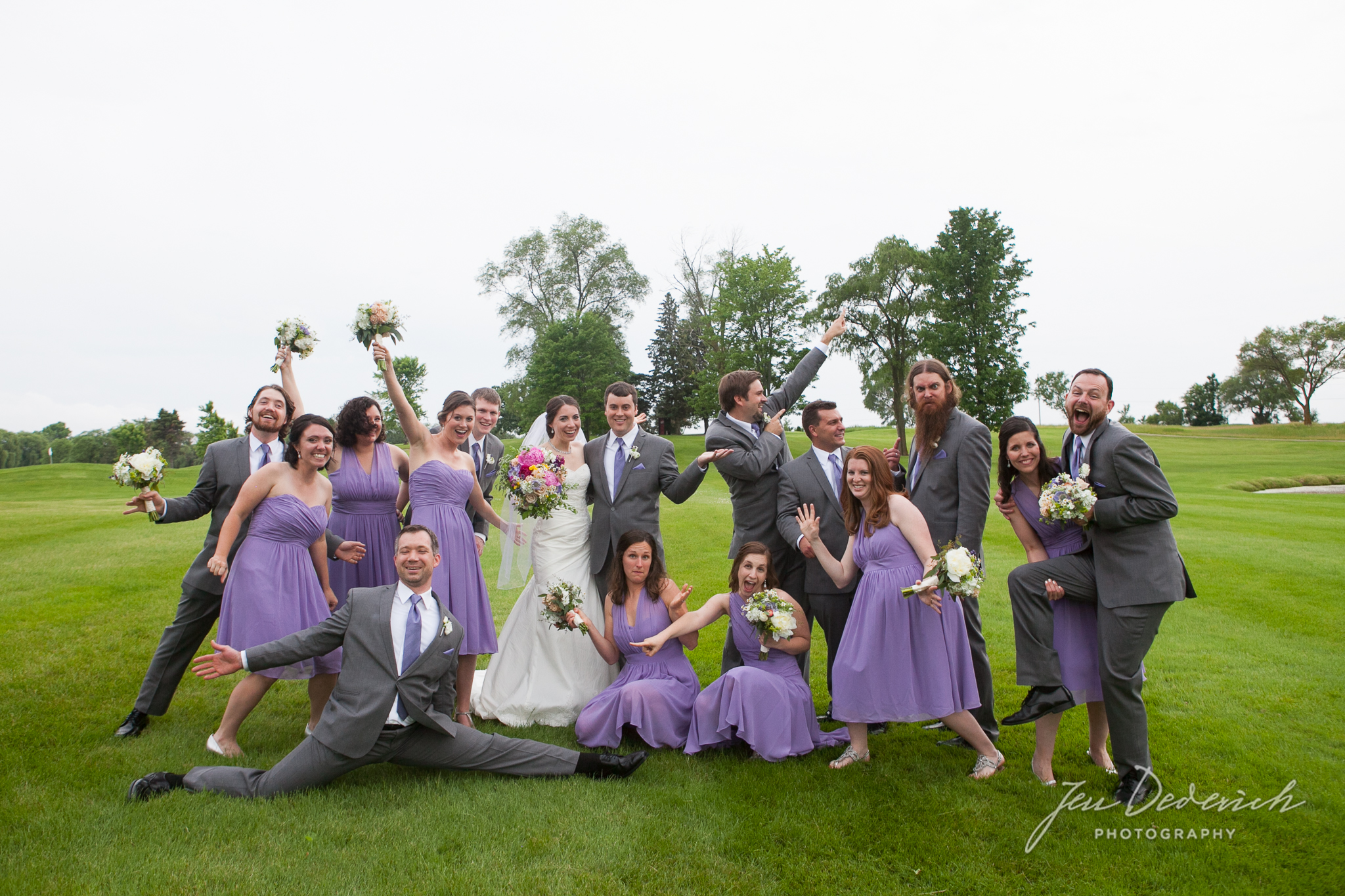 purple bridal party summer wedding