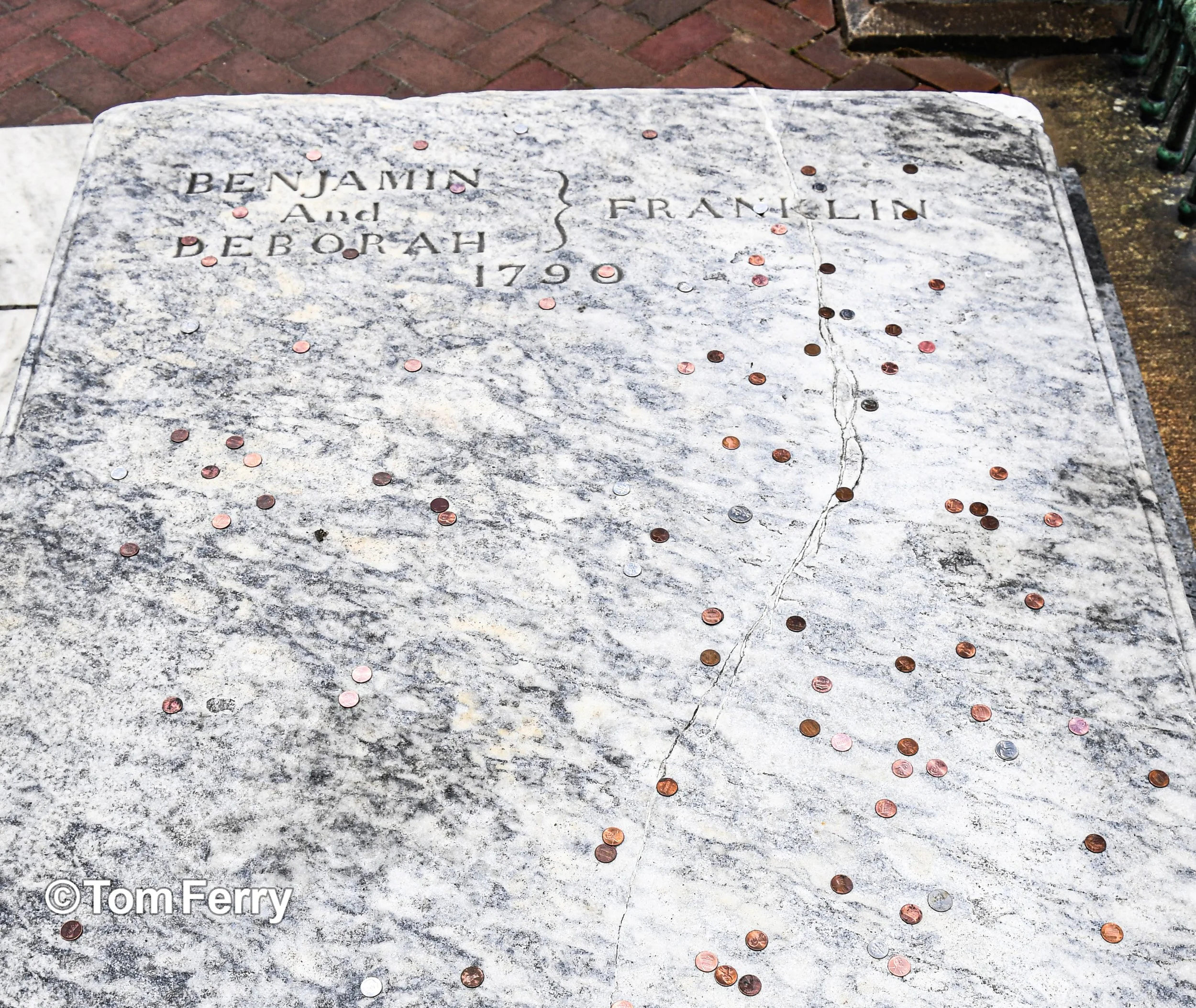 Grave of Benjamin and Deborah Franklin at Christ Church Burial Ground.