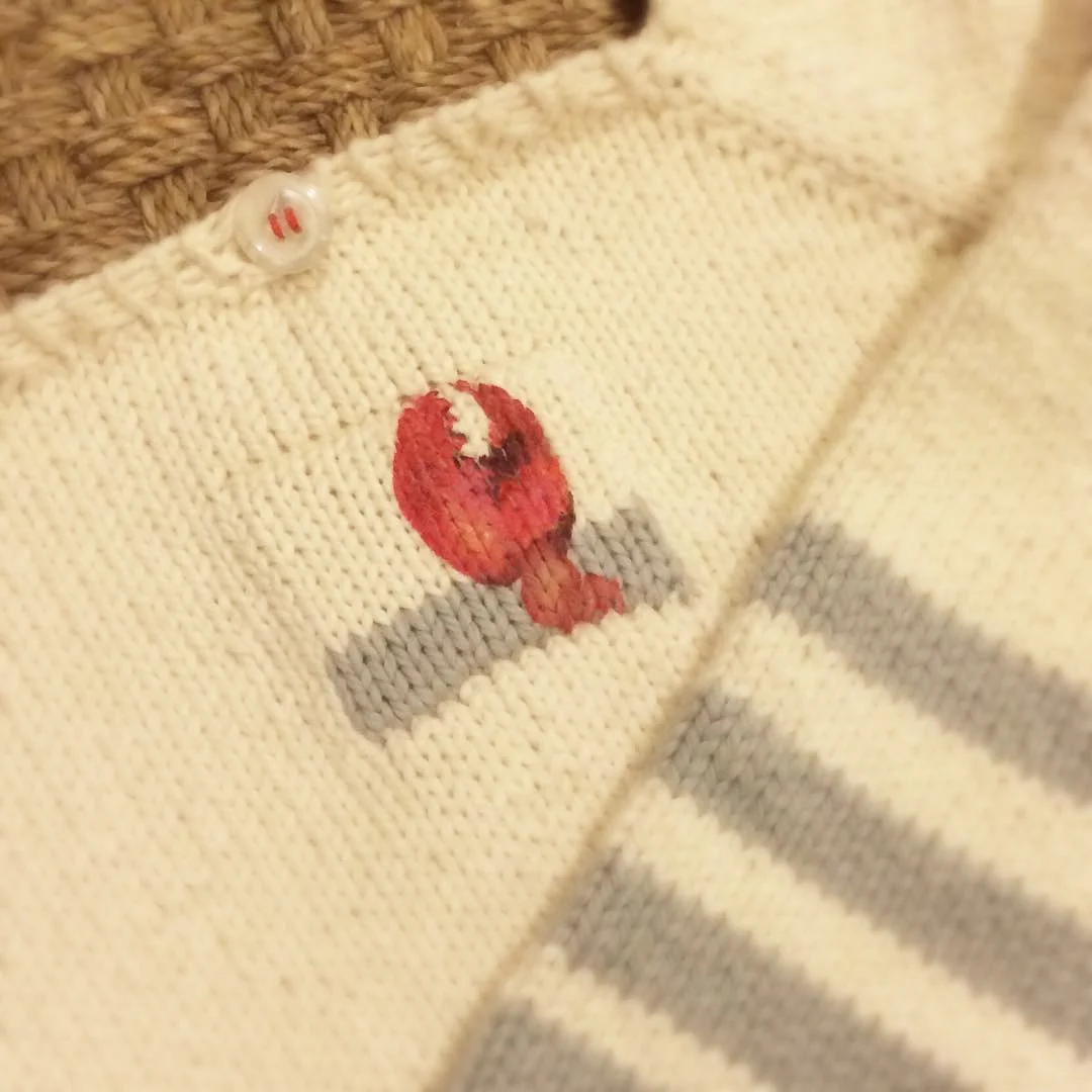 organic cotton summer lobster sweater :: handpainted lobster