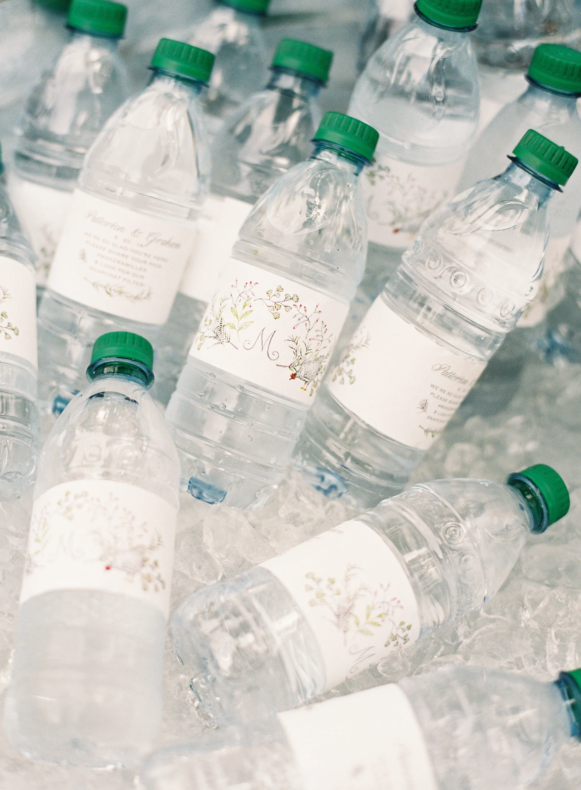 custom waterproof water bottle labels (image: allison kuhn photography ) (please inquire by email)