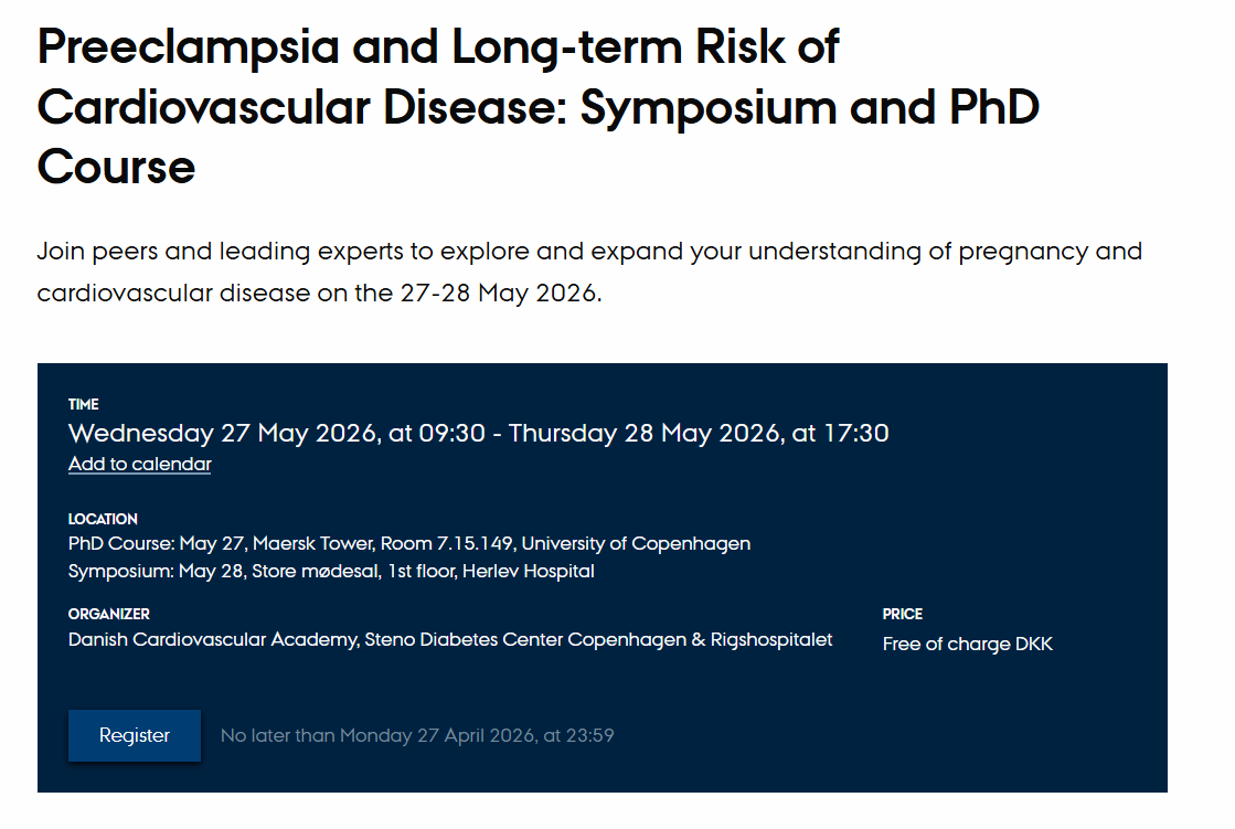 Preeclampsia and Long-term Risk of Cardiovascular Disease: Symposium and PhD Course