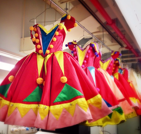 Women's costumes ready to travel to the stage